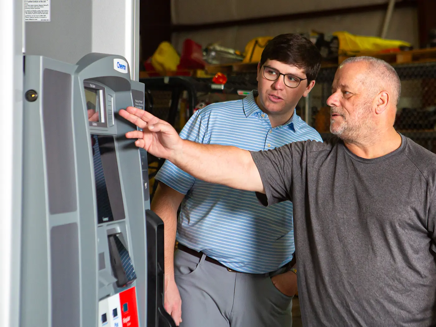 Inspecting gas station pump